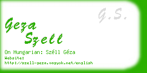 geza szell business card